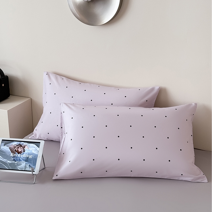 91家纺网 家纺一手货源 找家纺 Mr.pig猪先生水洗棉 2025新款小清新全棉四件套 紫色波点