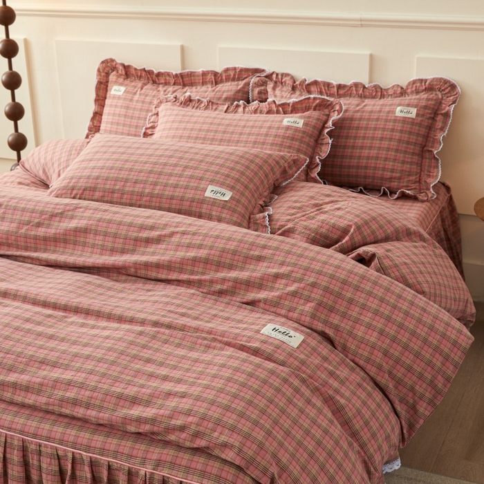 91家纺网 家纺一手货源 找家纺 （总）缦彩 2025新款纯棉水洗棉床裙床罩单件全棉防滑防尘保护套床单三件套