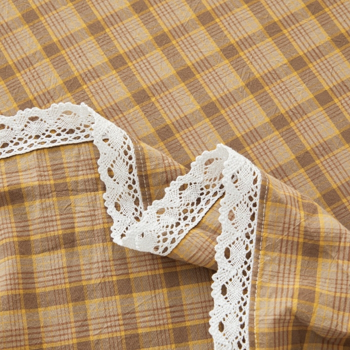 91家纺网 家纺一手货源 找家纺 缦彩 2025新款纯棉水洗棉床裙床罩单件全棉防滑防尘保护套床单三件套 艾米-咖