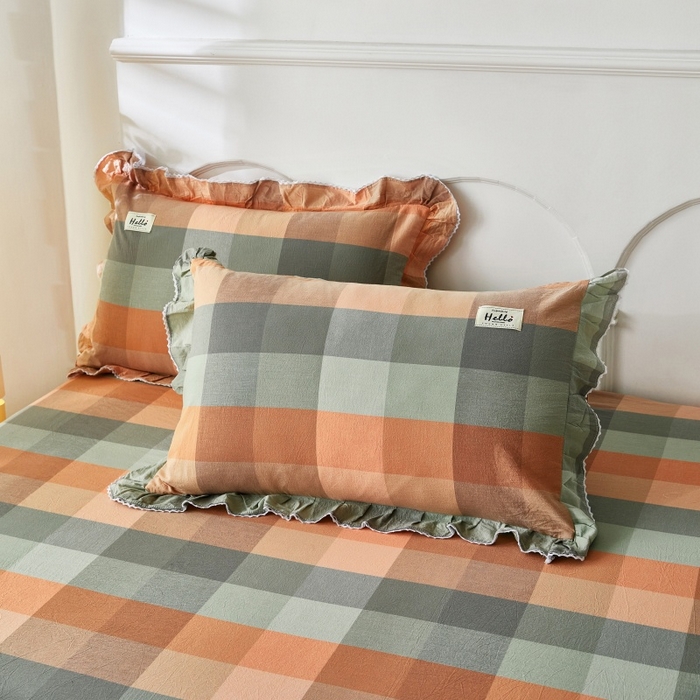 91家纺网 家纺一手货源 找家纺 缦彩 2025新款纯棉水洗棉床裙床罩单件全棉防滑防尘保护套床单三件套 奇兰灰