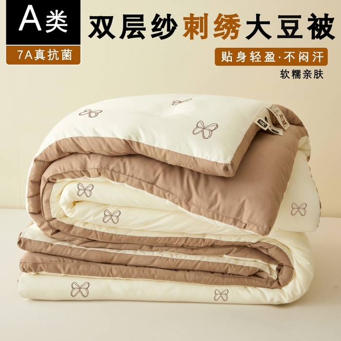 91家纺网 家纺一手货源 找家纺 （总）维洋家纺 2025新款双层纱云感刺绣大豆被被子被芯