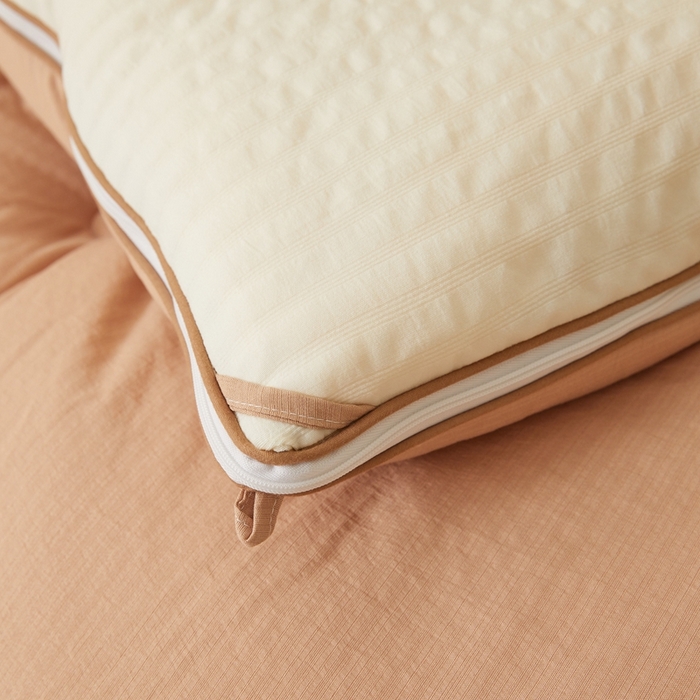 91家纺网 家纺一手货源 找家纺 维洋家纺 2025新款泡泡纱大豆被被子被芯 米黄+岩石棕