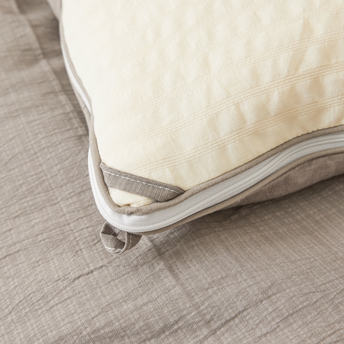 91家纺网 家纺一手货源 找家纺 维洋家纺 2025新款泡泡纱大豆被被子被芯 米黄+月影灰