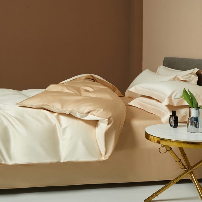 91家纺网 家纺一手货源 找家纺 （总）柔觉家纺 2025新款100支长绒棉A类纯色双拼素色全棉四件套