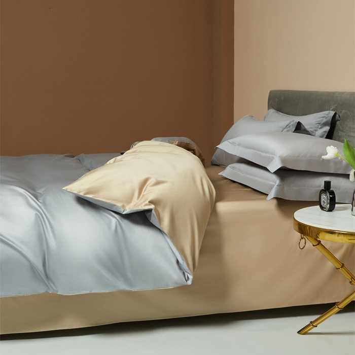 91家纺网 家纺一手货源 找家纺 （总）柔觉家纺 2025新款100支长绒棉A类纯色双拼素色全棉四件套