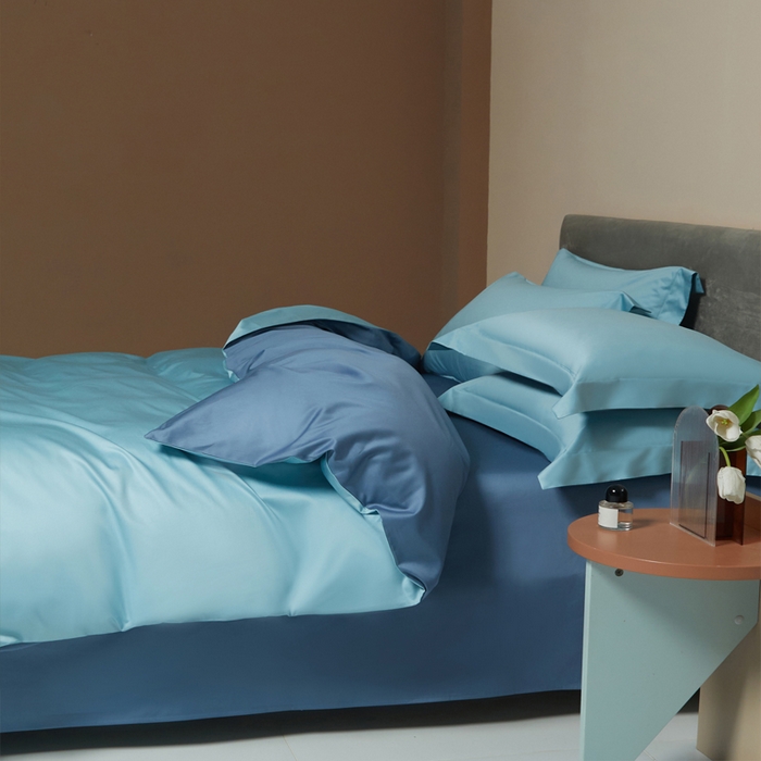 91家纺网 家纺一手货源 找家纺 （总）柔觉家纺 2025新款100支长绒棉A类纯色双拼素色全棉四件套