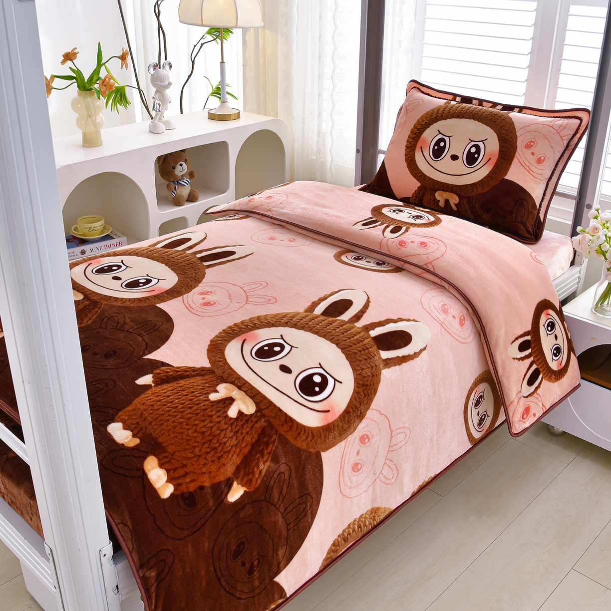 91家纺网 家纺一手货源 找家纺 绒品荟家纺 2025新款加厚牛奶绒三件套金貂绒法莱绒冬季床单款床笠款学生宿舍单人三件套经典拉布布