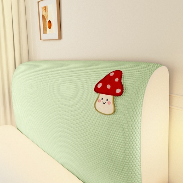 91家纺网 家纺一手货源 找家纺 沐沐家纺 2026新款亲肤舒适冰豆豆床头罩 草青