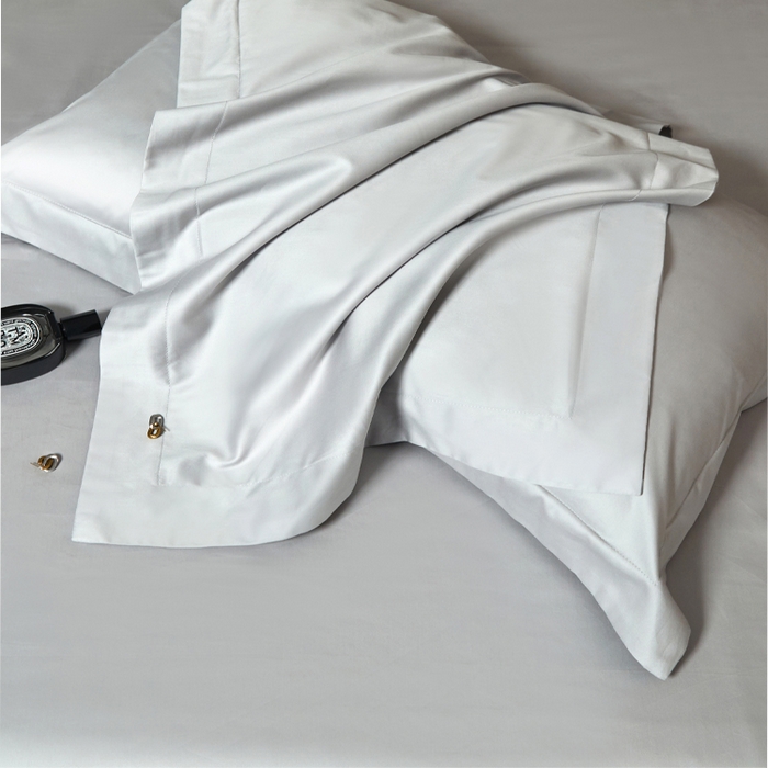 91家纺网 家纺一手货源 找家纺 柔觉家纺 2025新款100支长绒棉A类纯色双拼素色全棉四件套 雅致银