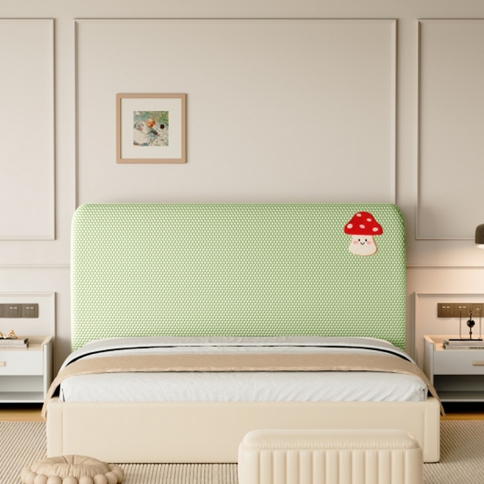 91家纺网 家纺一手货源 找家纺 沐沐家纺 2026新款亲肤舒适冰豆豆床头罩 草青