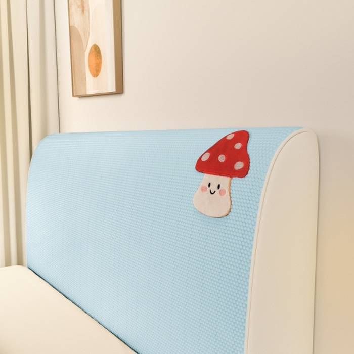 91家纺网 家纺一手货源 找家纺 沐沐家纺 2026新款亲肤舒适冰豆豆床头罩 清爽蓝