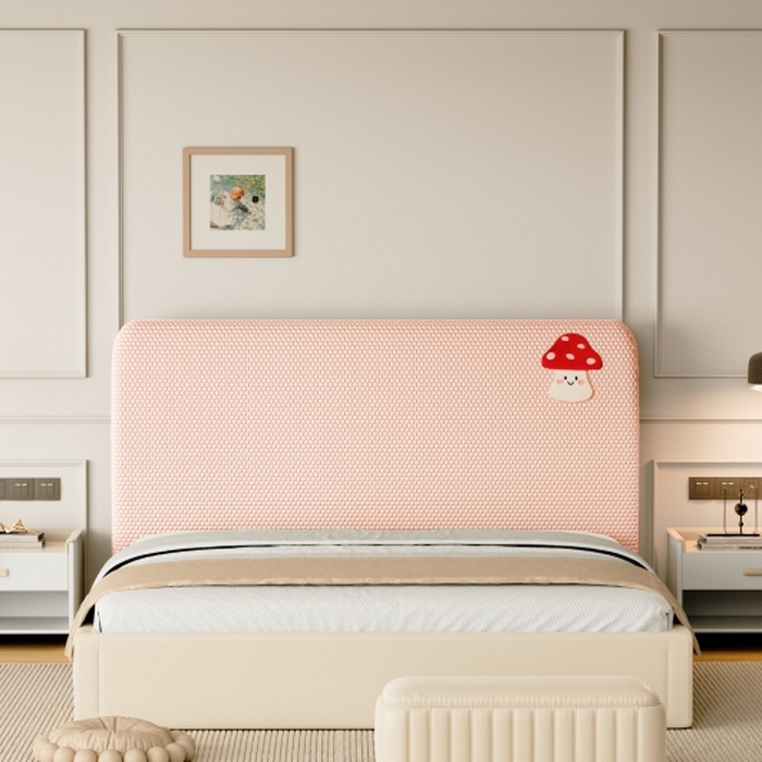 91家纺网 家纺一手货源 找家纺 沐沐家纺 2026新款亲肤舒适冰豆豆床头罩 少女粉