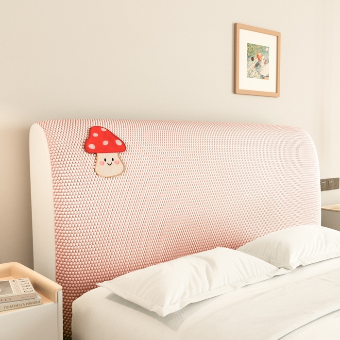 91家纺网 家纺一手货源 找家纺 沐沐家纺 2026新款亲肤舒适冰豆豆床头罩 少女粉