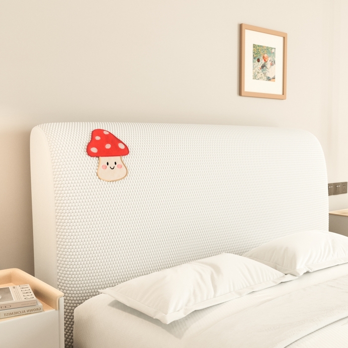 91家纺网 家纺一手货源 找家纺 沐沐家纺 2026新款亲肤舒适冰豆豆床头罩 银白