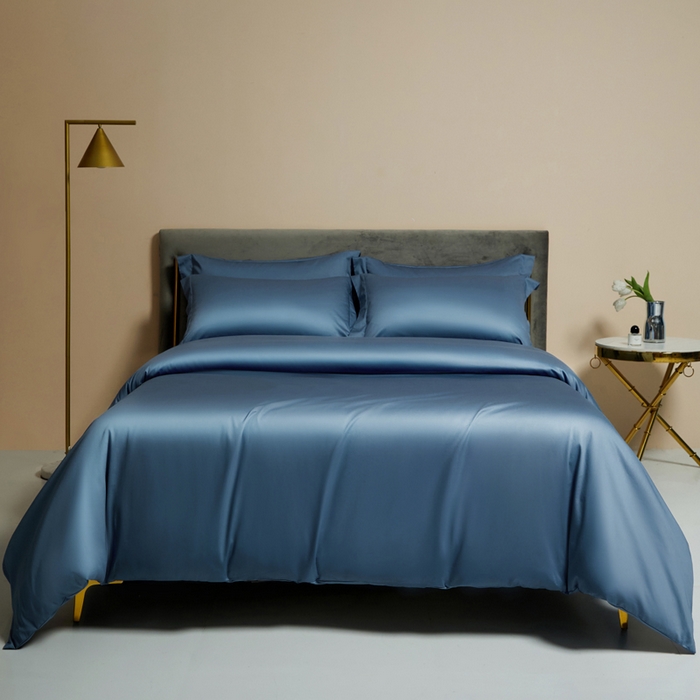 91家纺网 家纺一手货源 找家纺 柔觉家纺 2025新款100支长绒棉A类纯色双拼素色全棉四件套 宾利兰