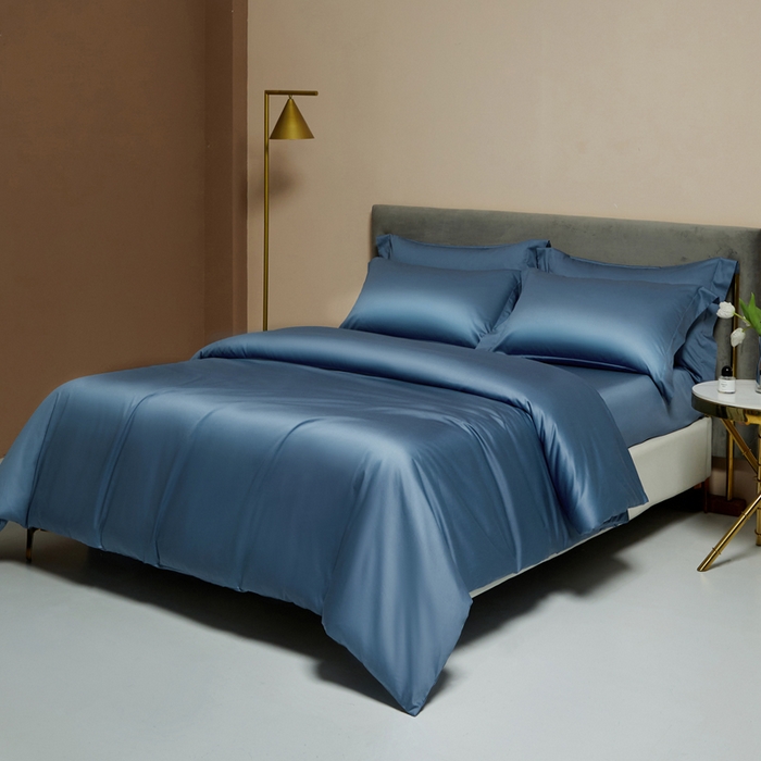 91家纺网 家纺一手货源 找家纺 柔觉家纺 2025新款100支长绒棉A类纯色双拼素色全棉四件套 宾利兰