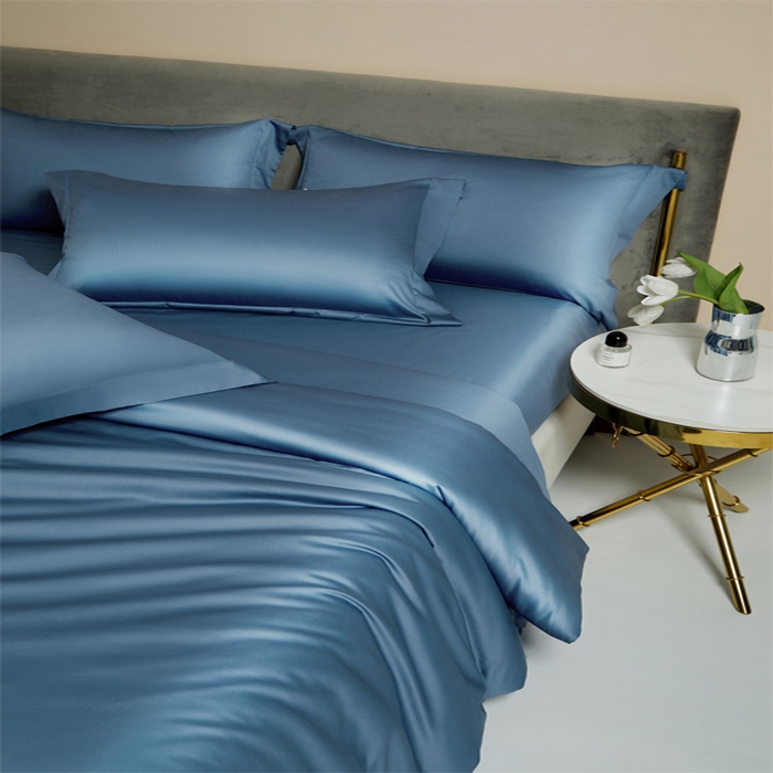 91家纺网 家纺一手货源 找家纺 柔觉家纺 2025新款100支长绒棉A类纯色双拼素色全棉四件套 宾利兰