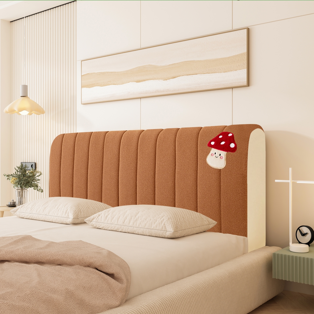 91家纺网 家纺一手货源 找家纺 （总）沐沐家纺 2026新款絮语床头罩加蘑菇