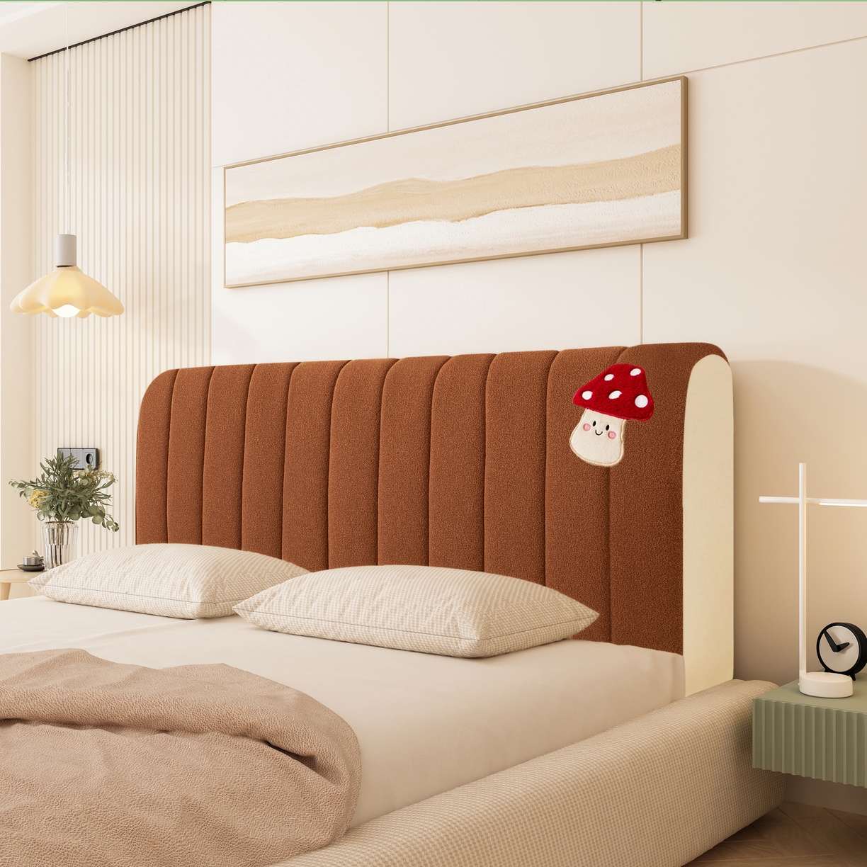 91家纺网 家纺一手货源 找家纺 （总）沐沐家纺 2026新款絮语床头罩加蘑菇