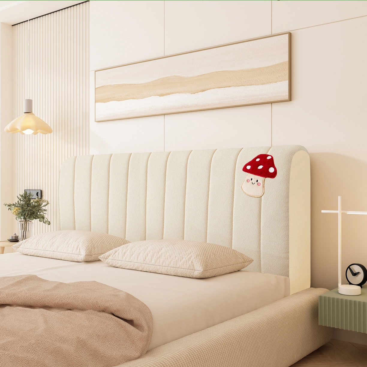 91家纺网 家纺一手货源 找家纺 （总）沐沐家纺 2026新款絮语床头罩加蘑菇