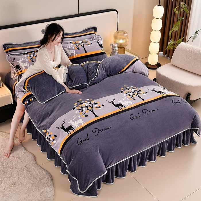 91家纺网 家纺一手货源 找家纺 （总）2025直播爆款印花牛奶绒四件套8斤法莱绒印花四件套