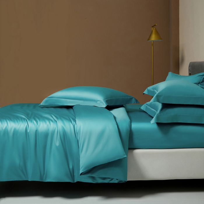 91家纺网 家纺一手货源 找家纺 柔觉家纺 2025新款100支长绒棉A类纯色双拼素色全棉四件套 迈阿密兰