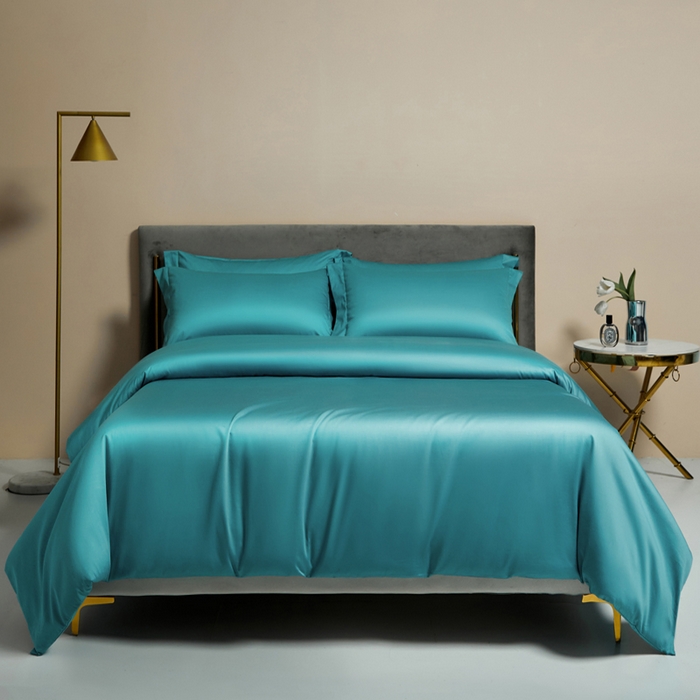 91家纺网 家纺一手货源 找家纺 柔觉家纺 2025新款100支长绒棉A类纯色双拼素色全棉四件套 迈阿密兰