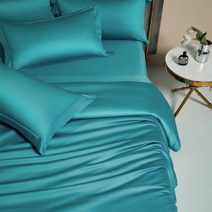 91家纺网 家纺一手货源 找家纺 柔觉家纺 2025新款100支长绒棉A类纯色双拼素色全棉四件套 迈阿密兰