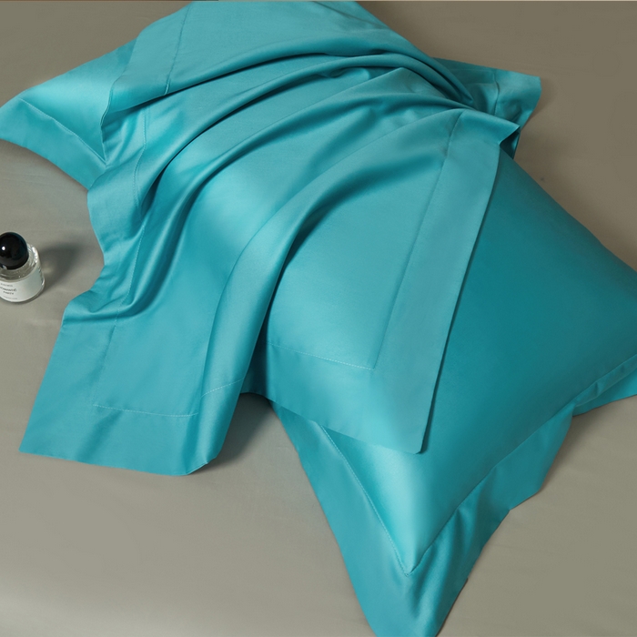 91家纺网 家纺一手货源 找家纺 柔觉家纺 2025新款100支长绒棉A类纯色双拼素色全棉四件套 迈阿密兰＆卡其色