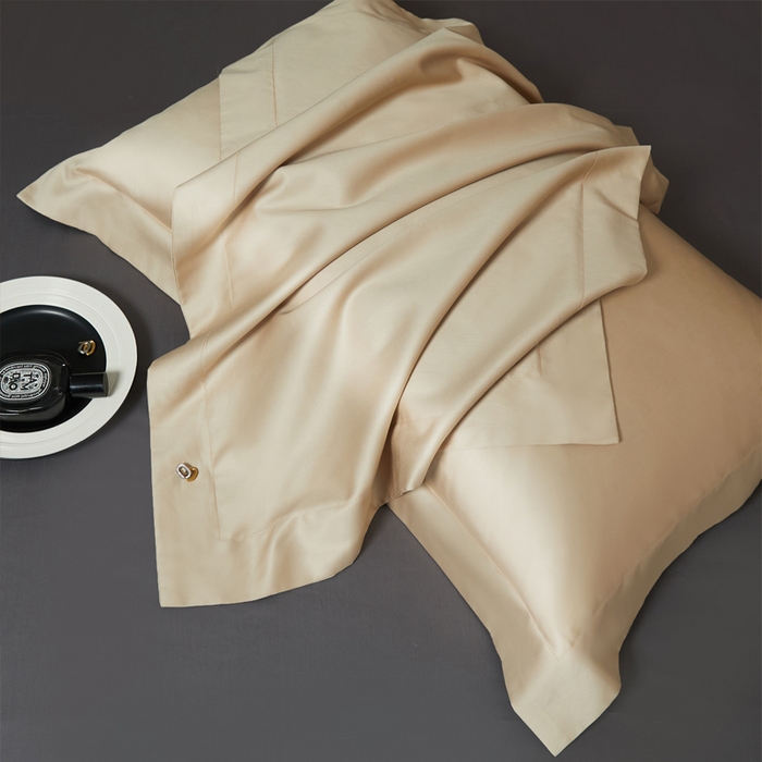 91家纺网 家纺一手货源 找家纺 柔觉家纺 2025新款100支长绒棉A类纯色双拼素色全棉四件套 香槟色＆绅士灰