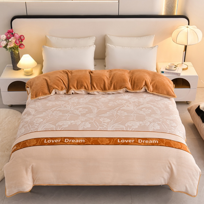 91家纺网 家纺一手货源 找家纺 （总）梦宴2025新款冬季牛奶绒加厚保暖床裙款法兰绒珊瑚绒四件套床上用品--牛奶绒单被套