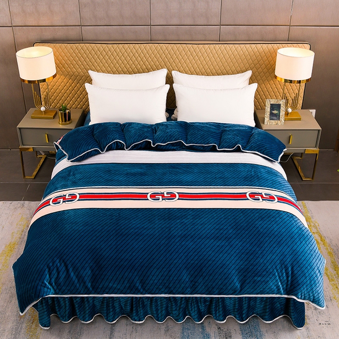 91家纺网 家纺一手货源 找家纺 （总）梦宴2025新款冬季牛奶绒加厚保暖床裙款法兰绒珊瑚绒四件套床上用品--牛奶绒单被套