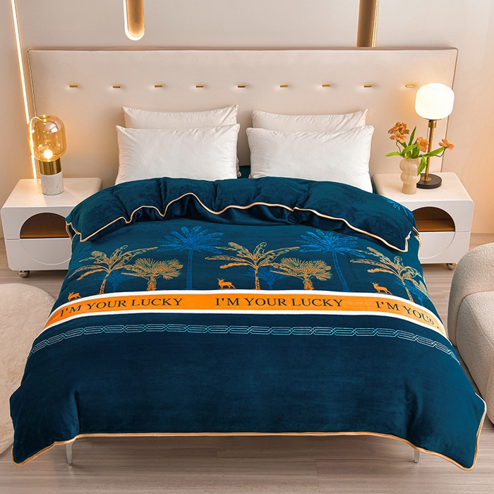 91家纺网 家纺一手货源 找家纺 （总）梦宴2025新款冬季牛奶绒加厚保暖床裙款法兰绒珊瑚绒四件套床上用品--牛奶绒单被套