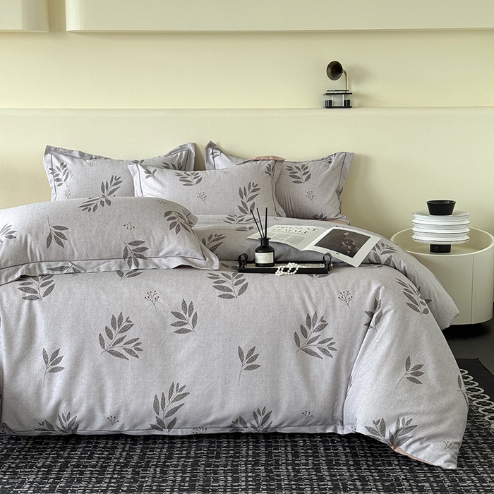 91家纺网 家纺一手货源 找家纺 遇安家纺 2025新款加厚全棉生态磨毛印花四件套 叶韵