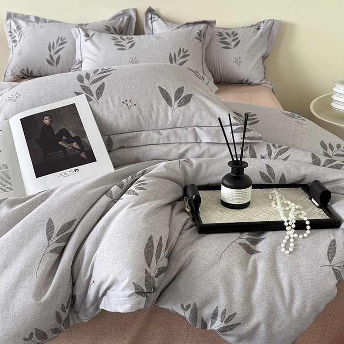 91家纺网 家纺一手货源 找家纺 遇安家纺 2025新款加厚全棉生态磨毛印花四件套 叶韵