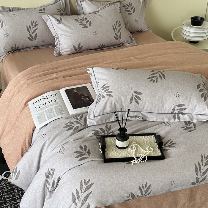 91家纺网 家纺一手货源 找家纺 遇安家纺 2025新款加厚全棉生态磨毛印花四件套 叶韵