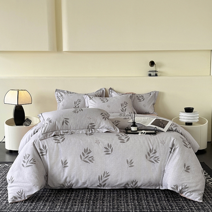 91家纺网 家纺一手货源 找家纺 遇安家纺 2025新款加厚全棉生态磨毛印花四件套 叶韵