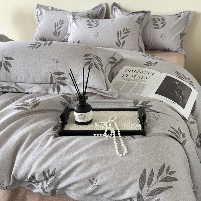 91家纺网 家纺一手货源 找家纺 遇安家纺 2025新款加厚全棉生态磨毛印花四件套 叶韵