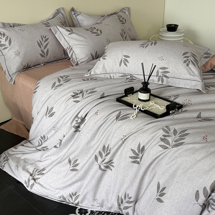 91家纺网 家纺一手货源 找家纺 遇安家纺 2025新款加厚全棉生态磨毛印花四件套 叶韵