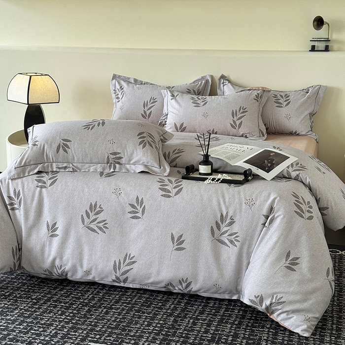 91家纺网 家纺一手货源 找家纺 遇安家纺 2025新款加厚全棉生态磨毛印花四件套 叶韵