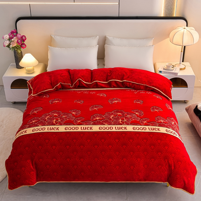 91家纺网 家纺一手货源 找家纺 （总）梦宴2025新款冬季牛奶绒加厚保暖床裙款法兰绒珊瑚绒四件套床上用品--牛奶绒单被套