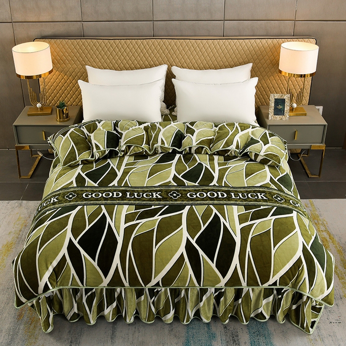 91家纺网 家纺一手货源 找家纺 （总）梦宴2025新款冬季牛奶绒加厚保暖床裙款法兰绒珊瑚绒四件套床上用品--牛奶绒单被套