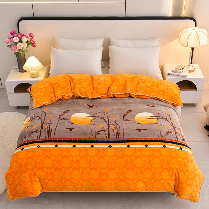 91家纺网 家纺一手货源 找家纺 （总）梦宴2025新款冬季牛奶绒加厚保暖床裙款法兰绒珊瑚绒四件套床上用品--牛奶绒单被套