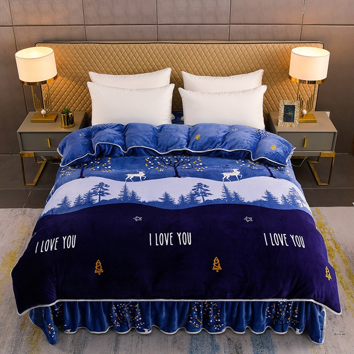 91家纺网 家纺一手货源 找家纺 （总）梦宴2025新款冬季牛奶绒加厚保暖床裙款法兰绒珊瑚绒四件套床上用品--牛奶绒单被套