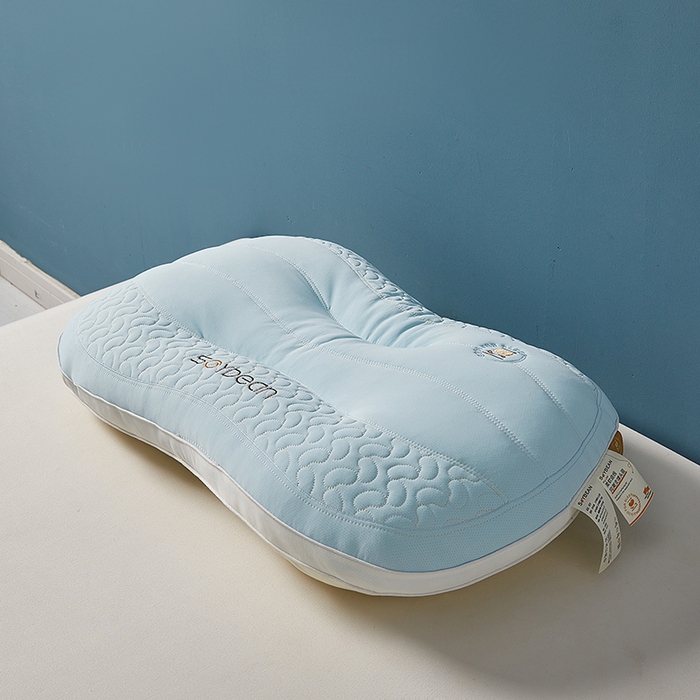 91家纺网 家纺一手货源 找家纺 鼎晟纺 2025新款鸟眼功能面料亲子护颈大豆枕儿童枕学生枕护颈椎枕枕头枕芯 蓝色