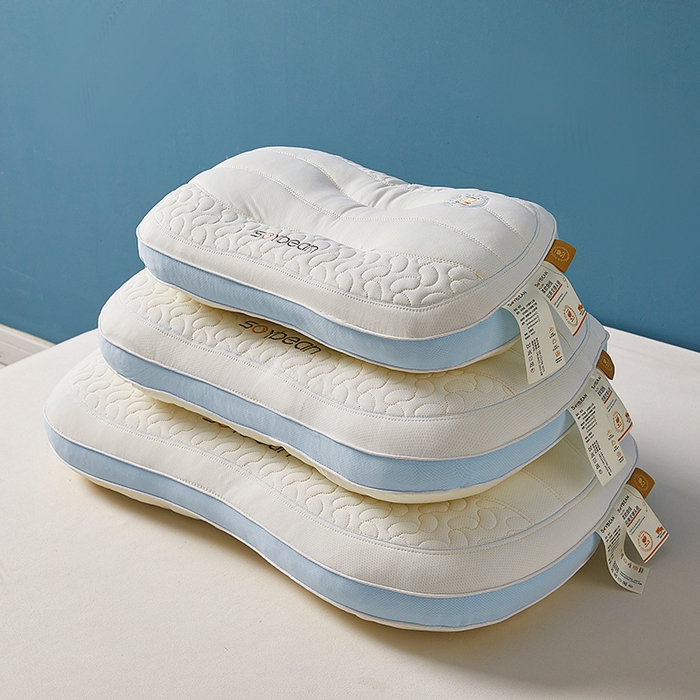 鼎晟纺 2025新款鸟眼功能面料亲子护颈大豆枕儿童枕学生枕护颈椎枕枕头枕芯 米色