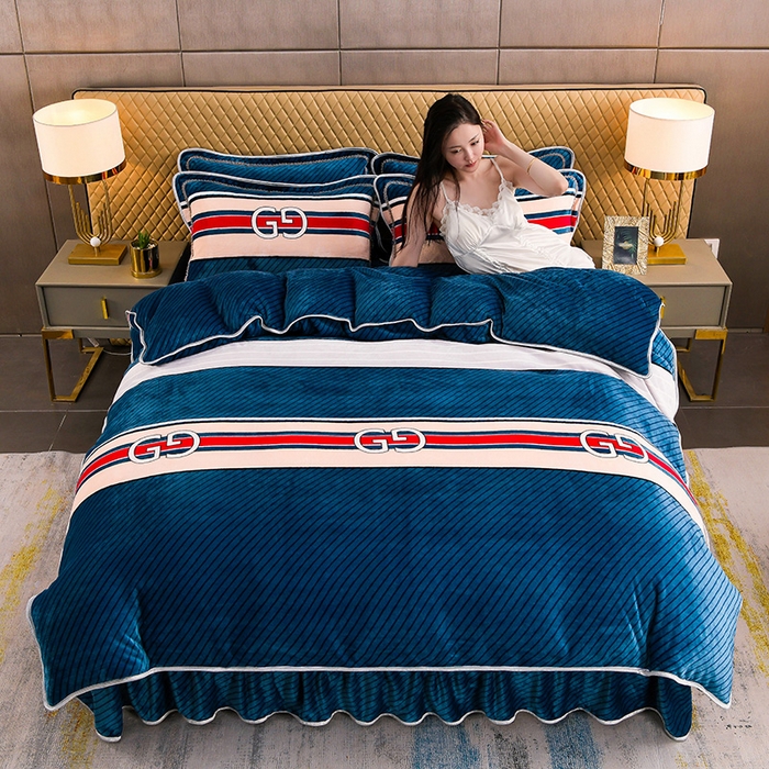 91家纺网 家纺一手货源 找家纺 （总 ）梦宴 2025新款冬季牛奶绒加厚保暖床裙款法兰绒珊瑚绒四件套床上用品