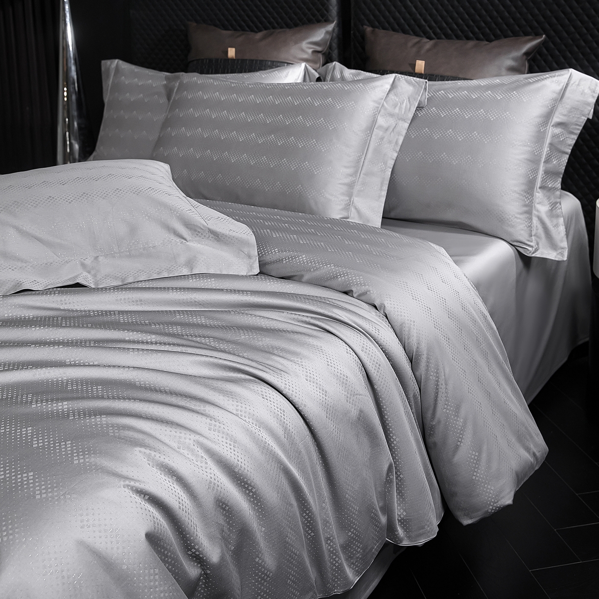 （总）安莱生活 新款100s全棉纯棉银丝简约四件套系列