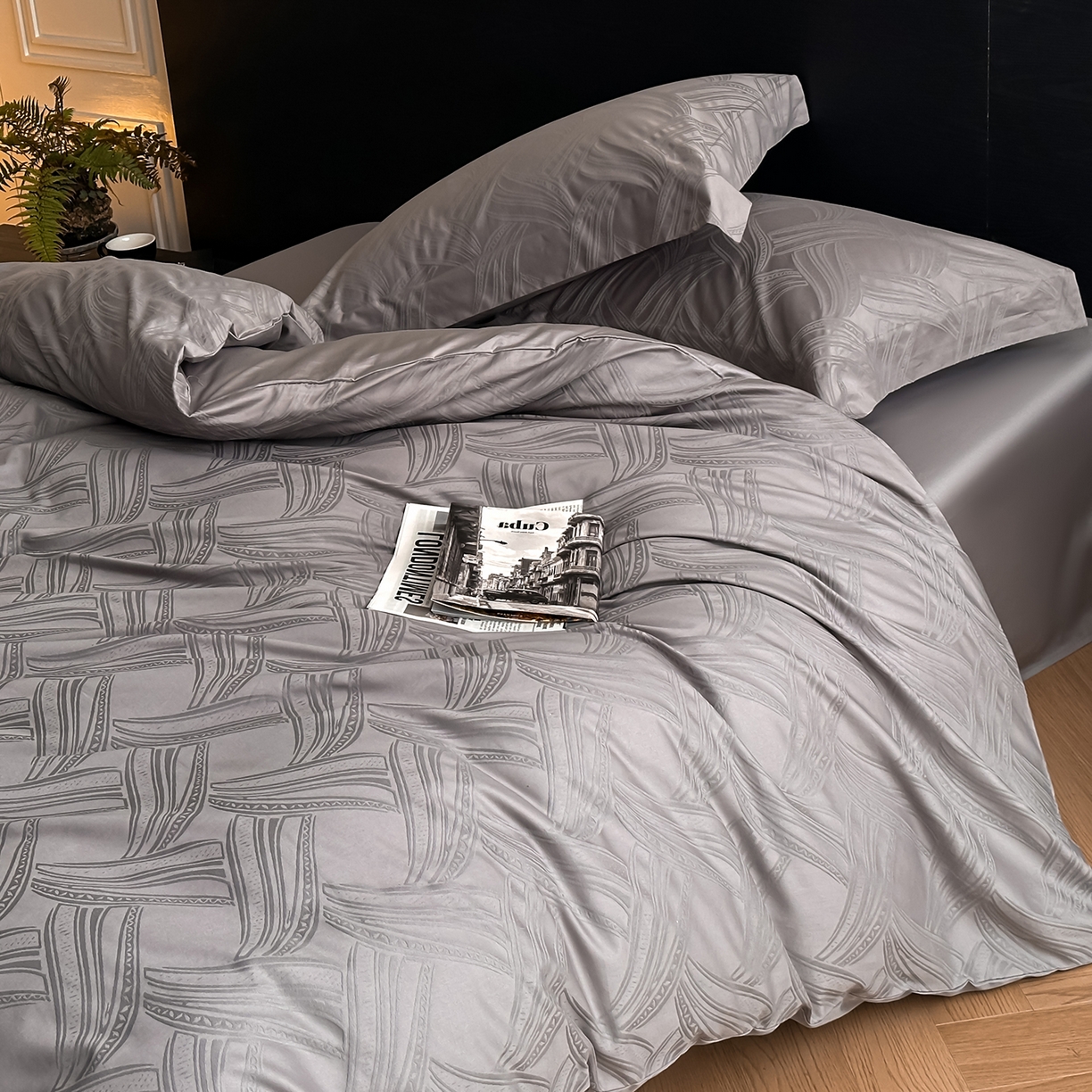 91家纺网 家纺一手货源 找家纺 （总）安莱生活 2025新款60s全棉纯棉简约浮雕四件套