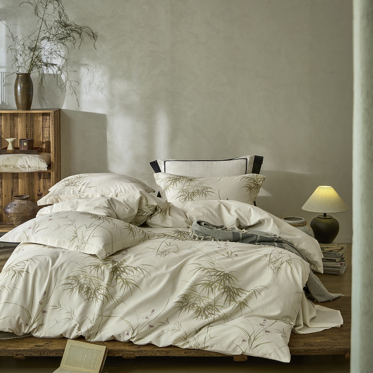 91家纺网 家纺一手货源 找家纺 安莱生活 2025新款全棉纯棉印花棉麻四件套 江南竹-米